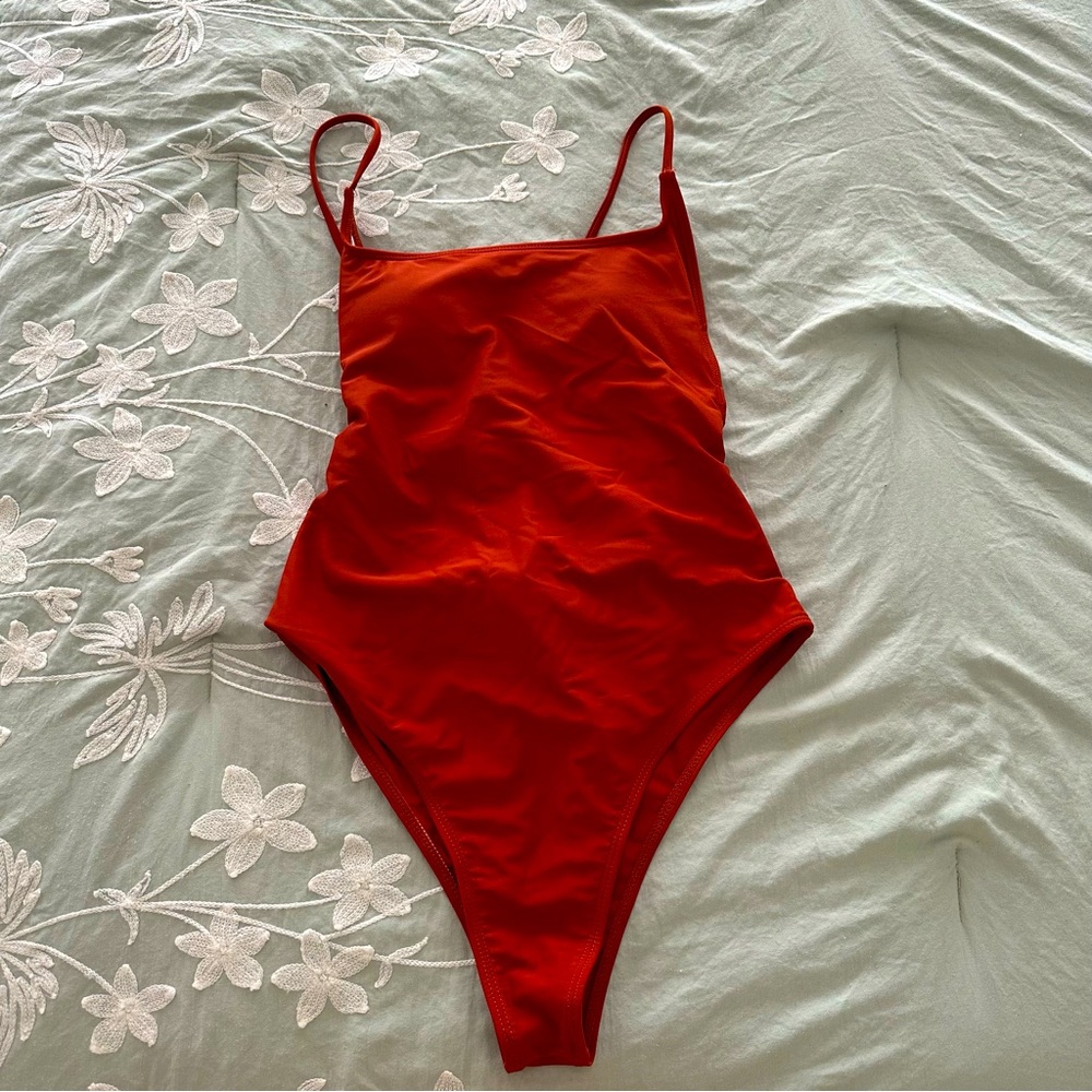 Burnt orange Shein one piece swimsuit.